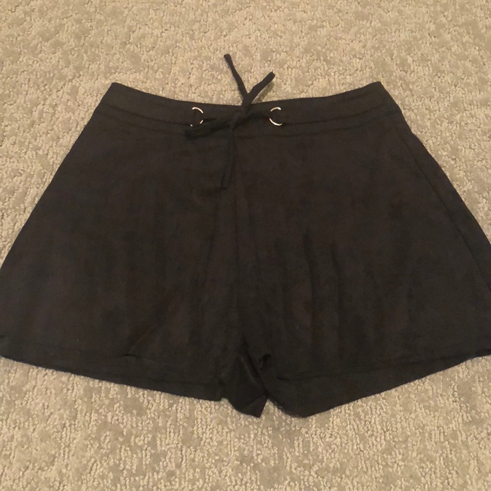 Black suede shorts